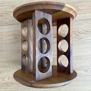 Williams Sonoma Wooden Spice Rack turning lazy Susan with Black Base